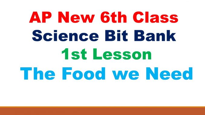 The Food we Need - AP 6th Class Science Bits 1st Lesson The Food we Need 